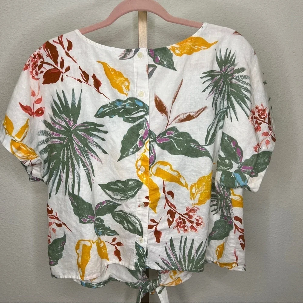 GAP Floral Print Linen Blouse Top Large - Picture 5 of 6